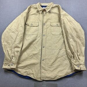 Orvis Mens Jacket XXL‎ Beige Fleece Lined Shacket Outdoor Gorp Cabincore Canvas